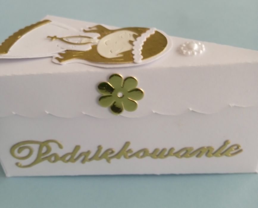 Podziękowanie dla gości Papierowy tort 12 sukienka komunia rocznica komunii