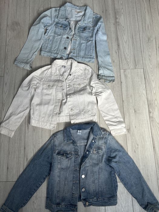 3 kurteczki jeansowe 140 - 146 jeansówki kurtki jeans kurtka dziewczęce