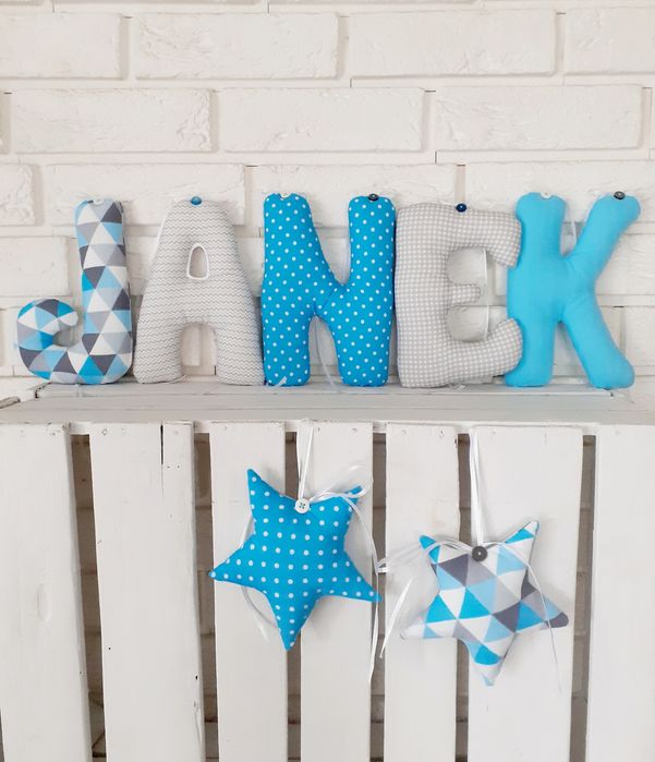 Literki ręcznie szyte, imię JANEK