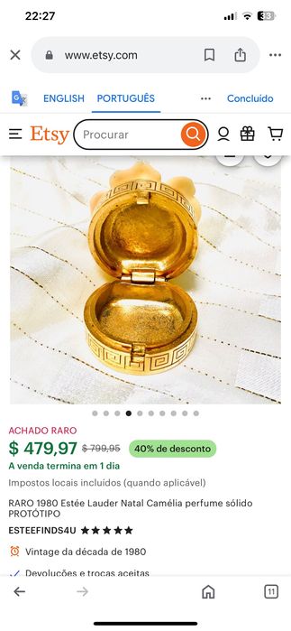 Caixa Perfume Sólido Ester Lauder Anos 80 (1981) Colecionáveis