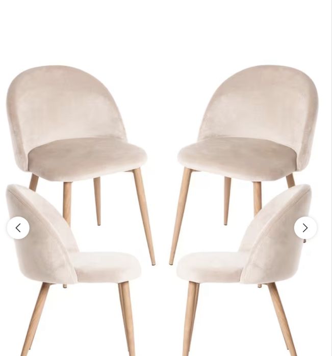 Conjunto de 4 cadeiras em veludo bege