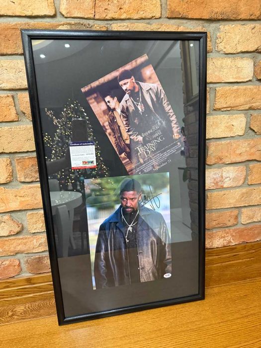 Oryginalne zdjęcie plakat z autografem Denzel Washington DZIEŃ PRÓBY