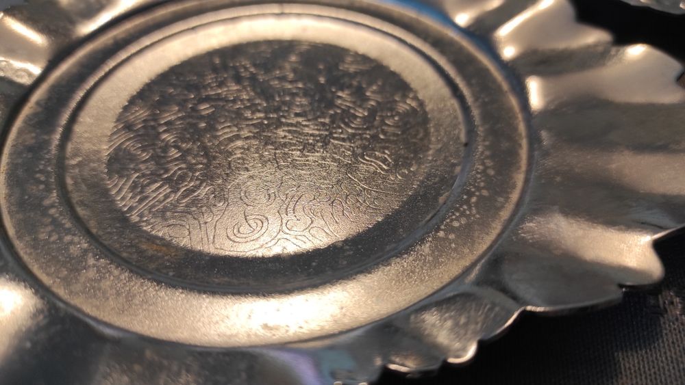 Zestaw spodków srebrnych metalowych z PRL u