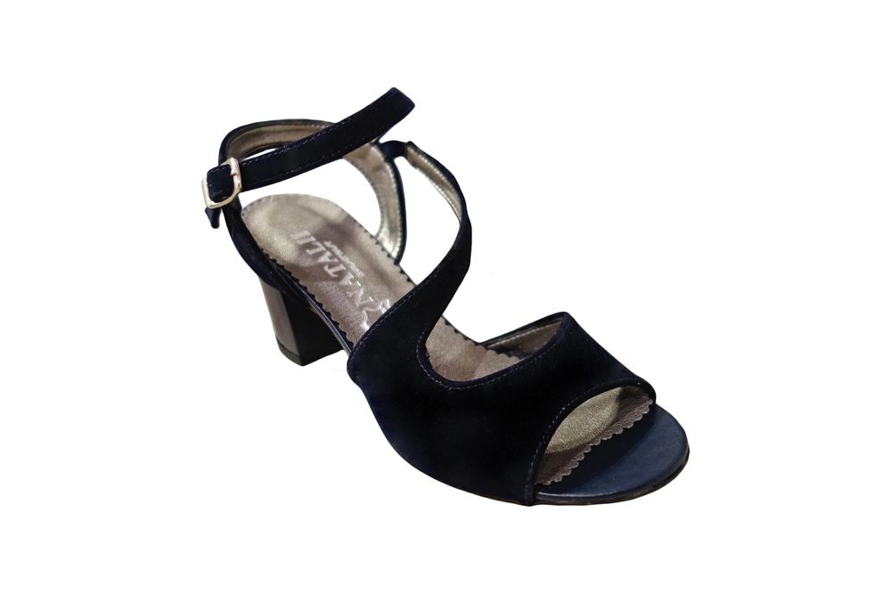 Skórzane sandały Natalii zamsz granatowe 36