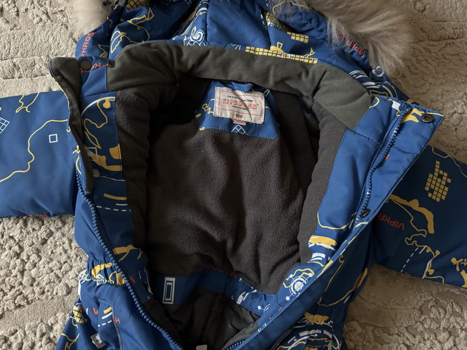Зимовий дитячий суцільний термо комбінезон для/на хлопчика 116-122
