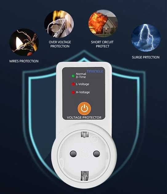 Захисне реле напруги TAXNELE 165 В до 265 В затримка 30 сек 16А