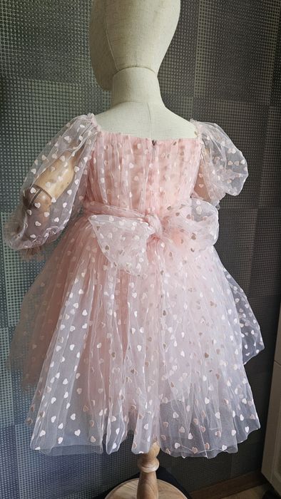 Дитяча дуже гарна пишна рожева сукня принцеси з рукавом 3 4 5 6 7 роки