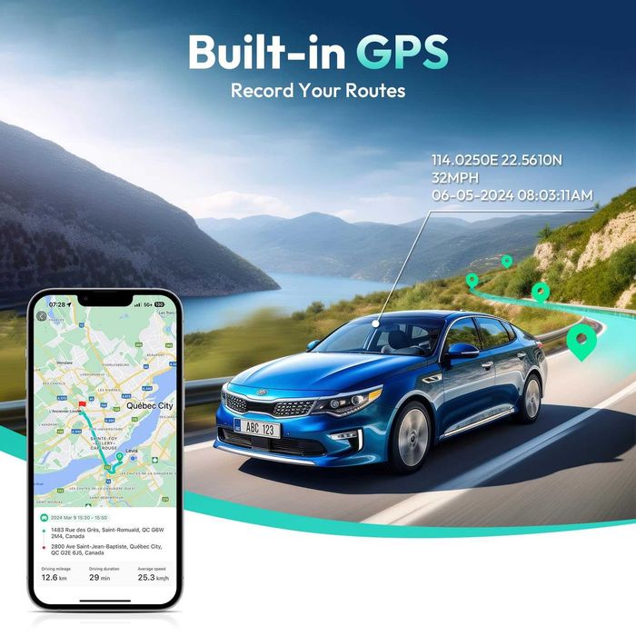 BOTSLAB G980H Wideorejestrator Samochodowy 4K GPS WiFi KameraPrzód+Tył ADAS