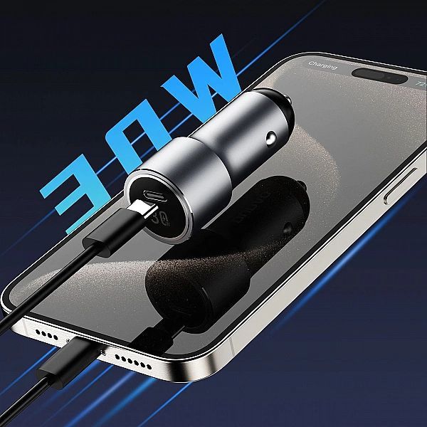 Ładowarka Dudao R14 samochodowa Usb-c 30w Pd - srebrna