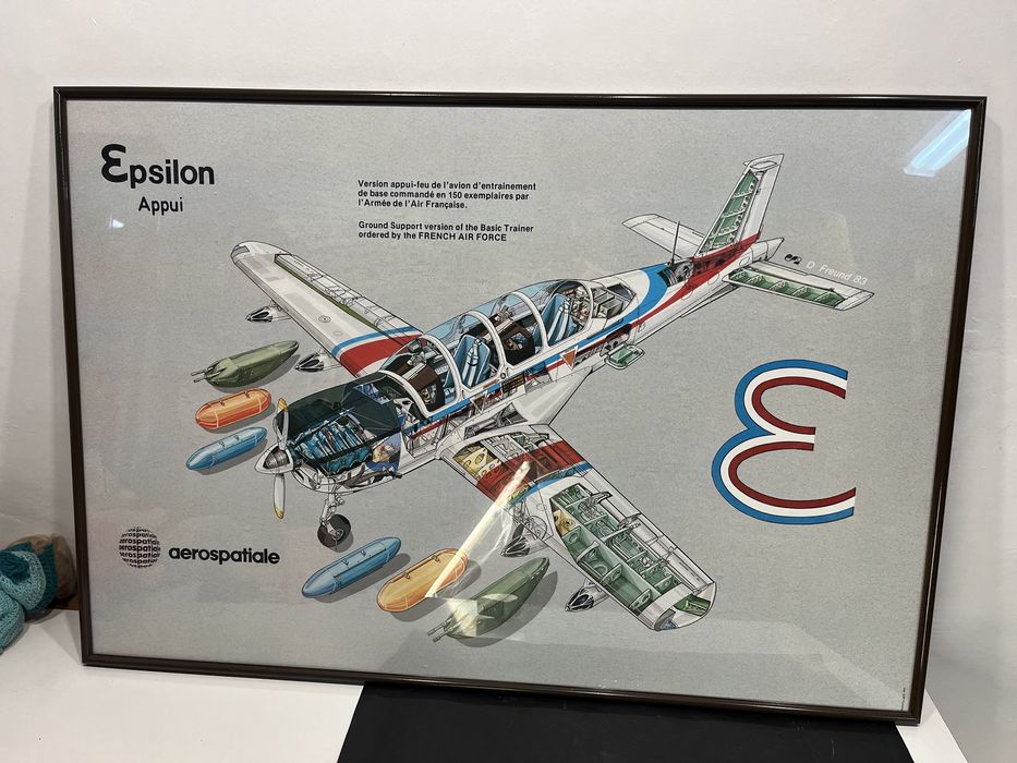 Poster emoldurado anos 80 Épsilon aerospatiale