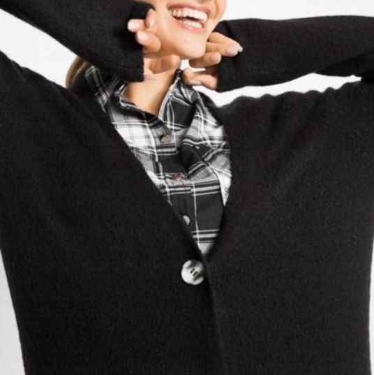 B.P.C długi czerwony sweter rozpinany z kieszeniami ^40/42