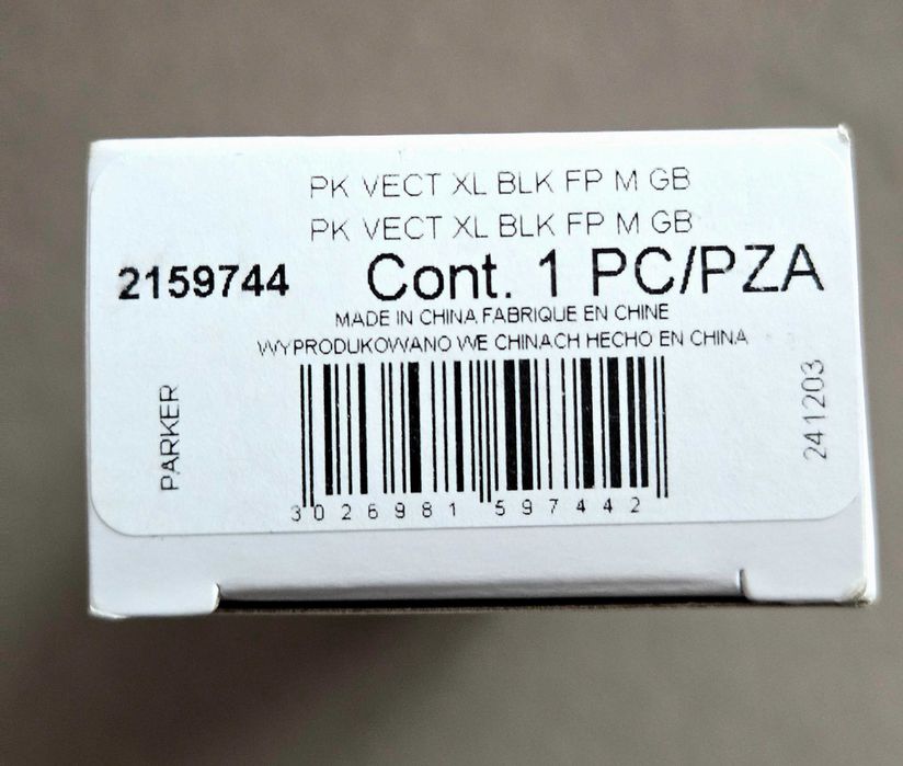 Pióro wieczne Parker Vector XL Black CT stalówka M / NOWE