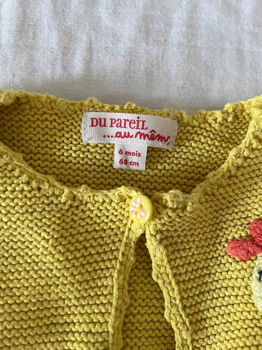 Bolero de malha Du Pareil au Même amarelo com limão, 6 meses