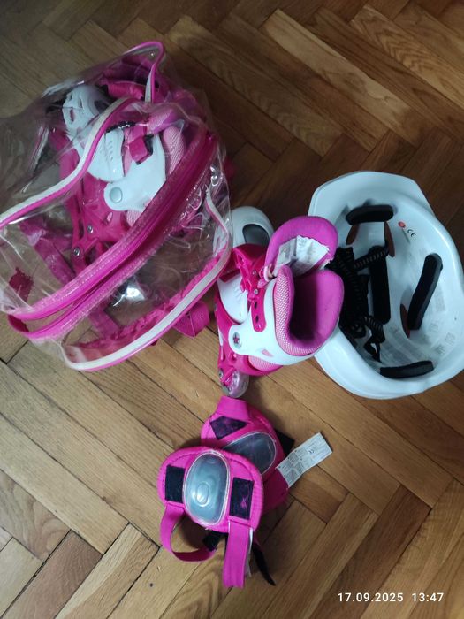 Rolki dziecięce + zestaw ochraniaczy i kask