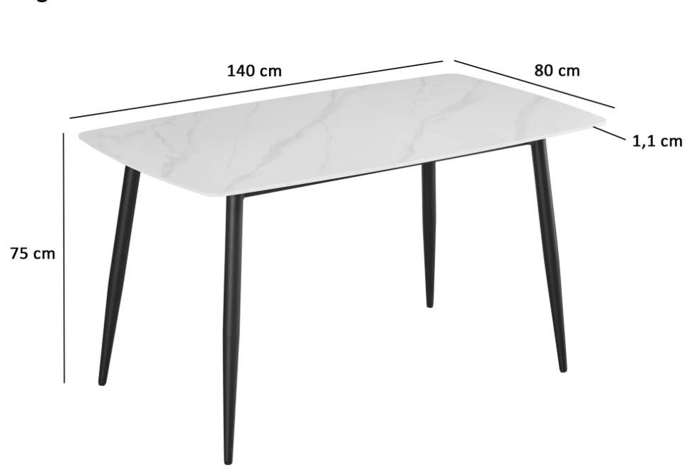 Обідній стіл Fregat Kerama 120x70 см Керамічна плита 11мм білий мармур