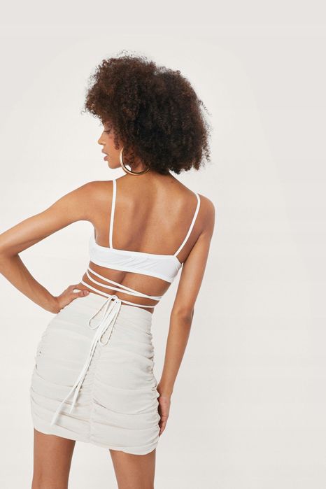 Nasty gal spódnica beżowa mini marszczona 36 yff