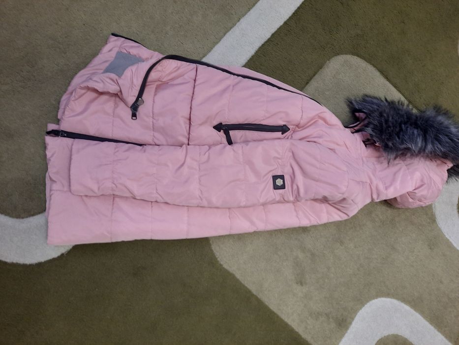 Пуховик, розовий, S-М