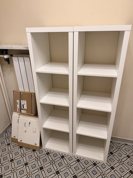 2x Regał IKEA KALLAX 42x147 biały + wkłady z szufladami