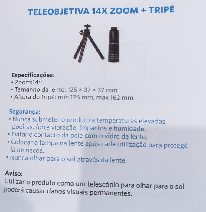 Teleobjetiva + tripé - Novo