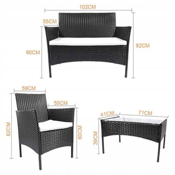 Zestaw mebli ogrodowych Italform technorattan Brava czarny 4 el.