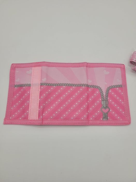 Portfel Portfelik Dziecięcy Różowy Na Rzep Składany Zawieszka