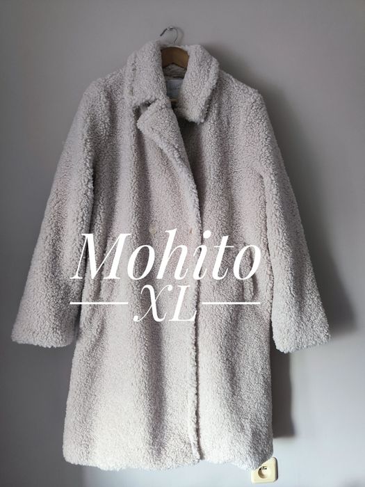 Płaszcz Teddy miś baranek Mohito XL oversize jesień must have