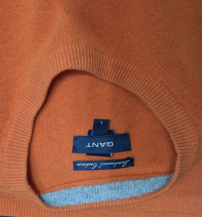 GANT roz. L męski sweter logowany wełna jagnięca + kaszmir