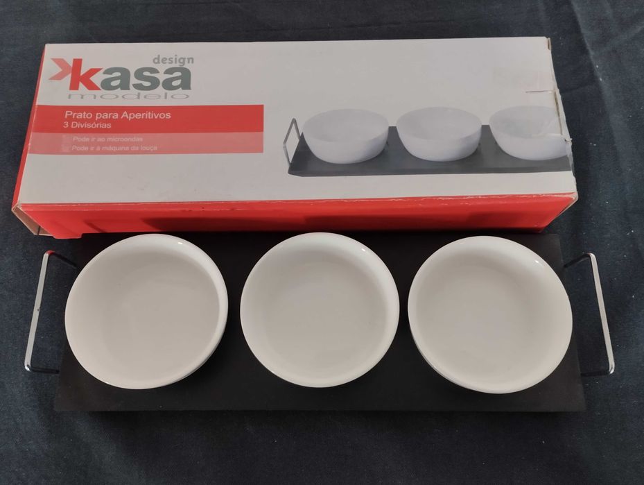 Prato para aperitivo 3 divisorias KASA