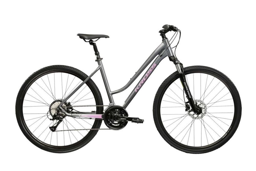 Rower crossowy KROSS Evado 4.0 D Szary Różowy 28
