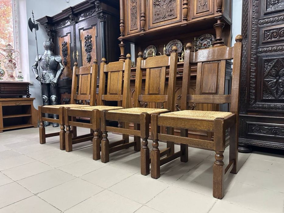 Комплект обідній стіл + 4 стільці дуб ротанг 3948