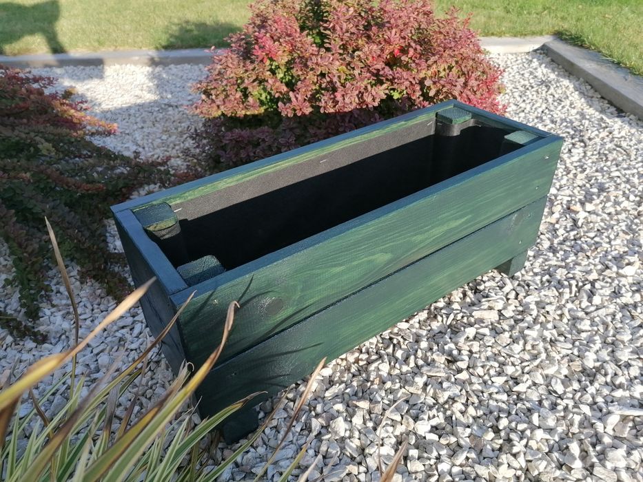 Donica drewniana butelkowa zieleń  22x60