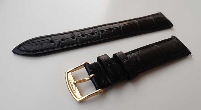 Skórzany pasek do zegarka 18mm 20mm Longines klamra srebrna złota