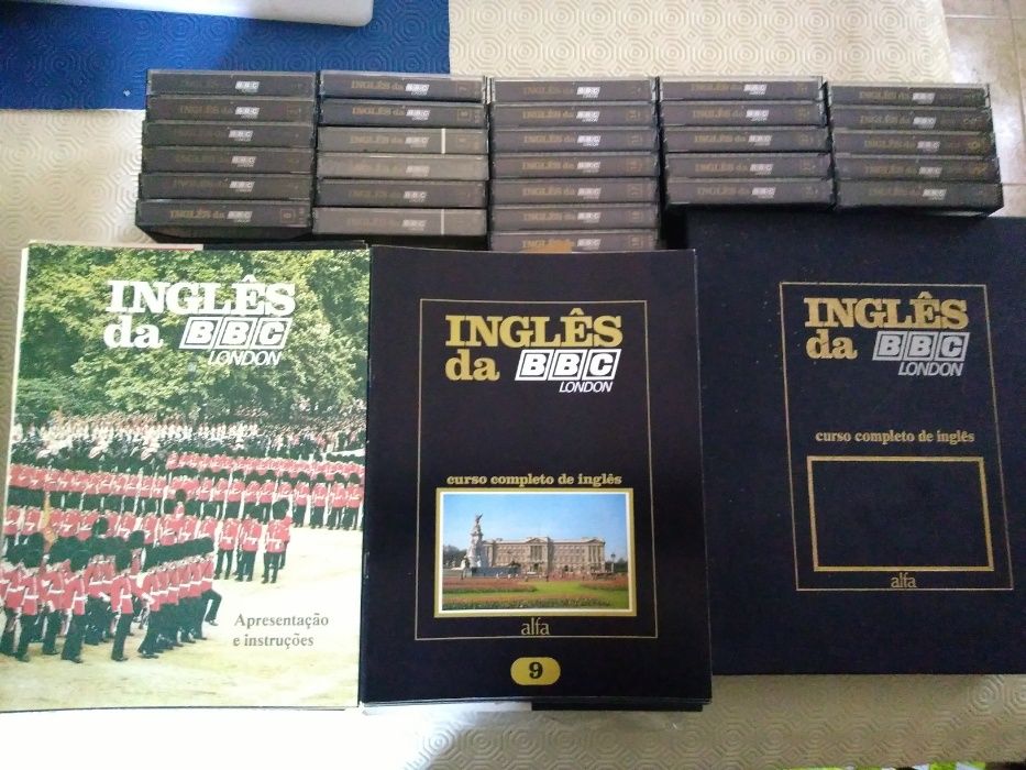 Curso de Inglês vintage, da BBC London cassetes e fascículos da Alfa