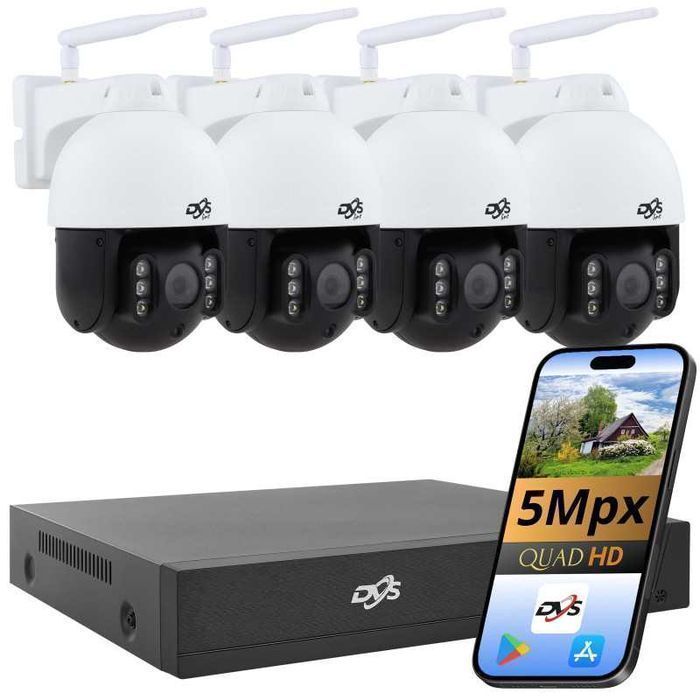 ZESTAW KAMER WIFI 5Mpx 4 Bezprzewodowe KAMERY OBROTOWE do monitoringu