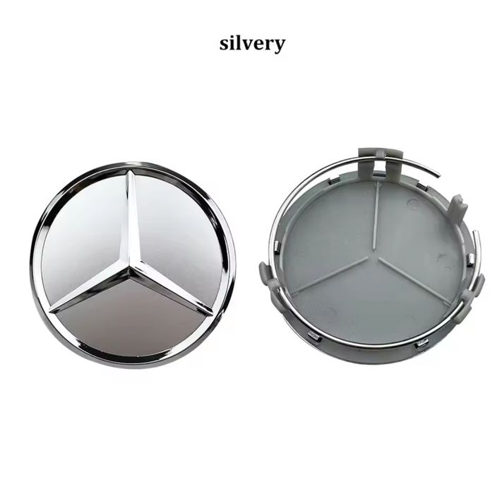 Mercedes dekielki zaślepki na felgi 4 sztuki 75 mm srebrne czarne