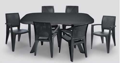 Conjunto Mesa 150*90 RATTAN CINZA NOVO