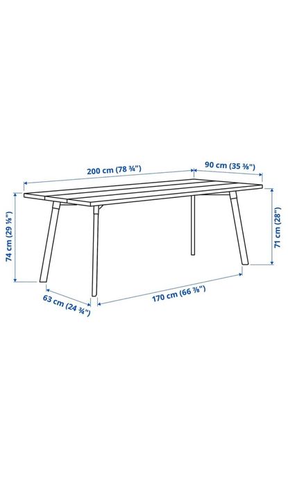 Mesa de refeição 200x90