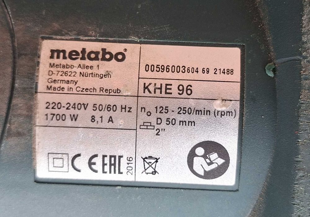 METABO młot wiercąco-kłujący SDS-MAX 1700W 20J 11,8kg KHE96