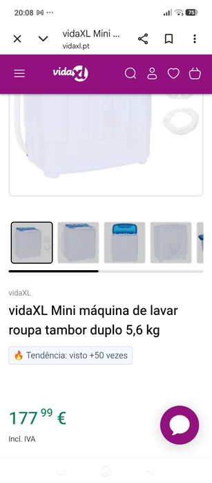 vidaXL Mini máquina de lavar roupa tambor duplo 5,6 kg