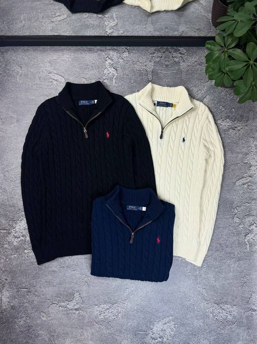 ‼️РОЗПРОДАЖ‼️ Кофта Polo Ralph Lauren 1/3 Zip полузамок чорна синя біла