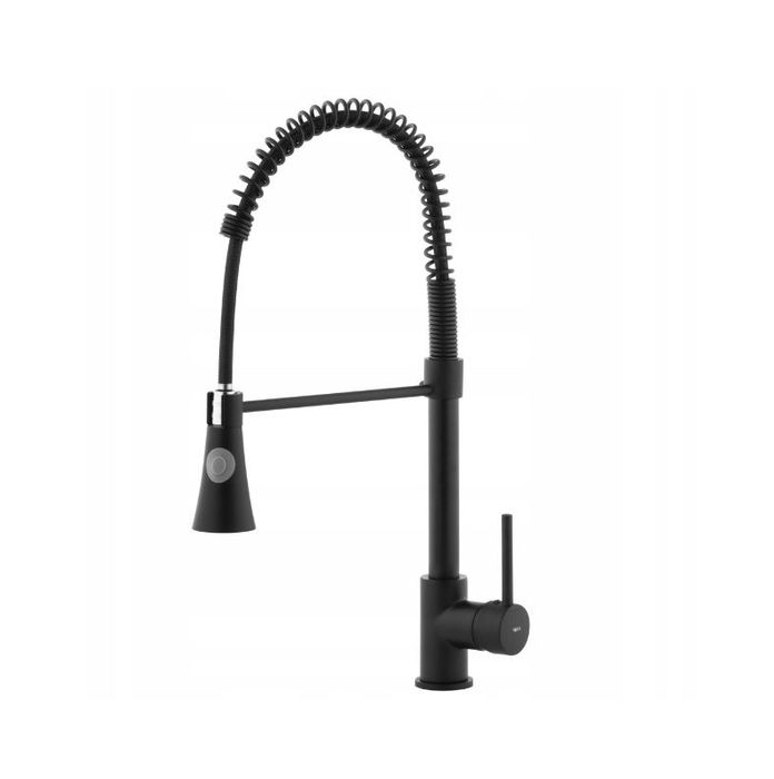 Bateria Kuchenna Czarna Wysoka Stojąca Elastyczna Wylewka Kran Zlewu