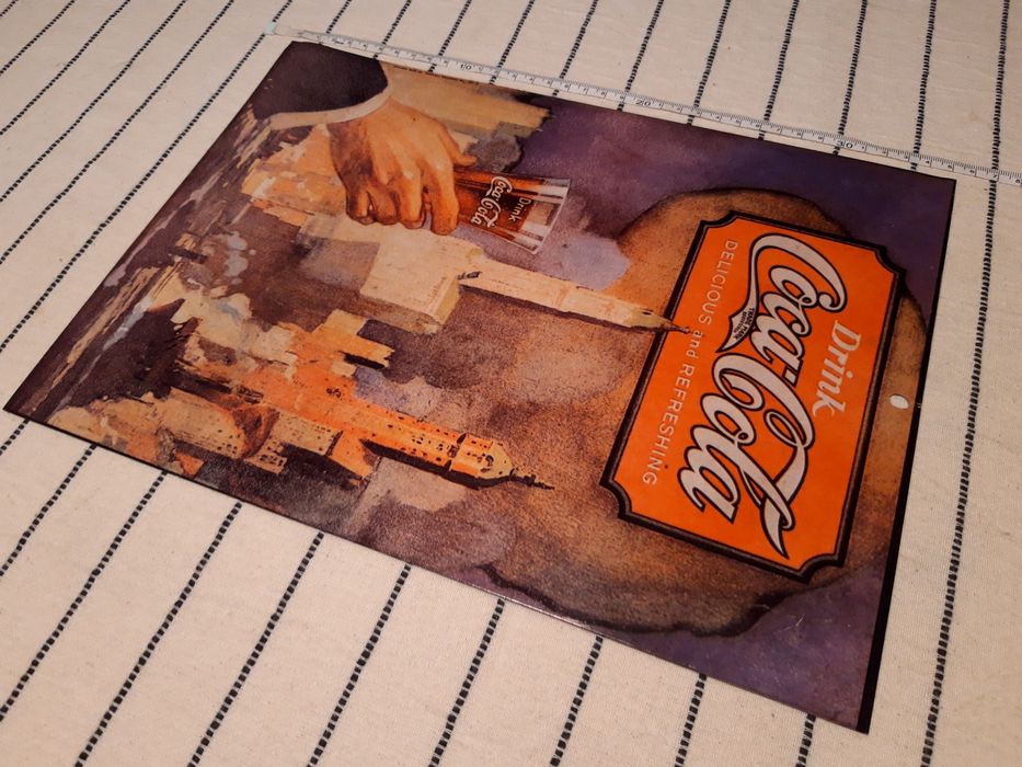 Cartaz/Poster/Quadro em metal com imagem vintage da Coca-Cola