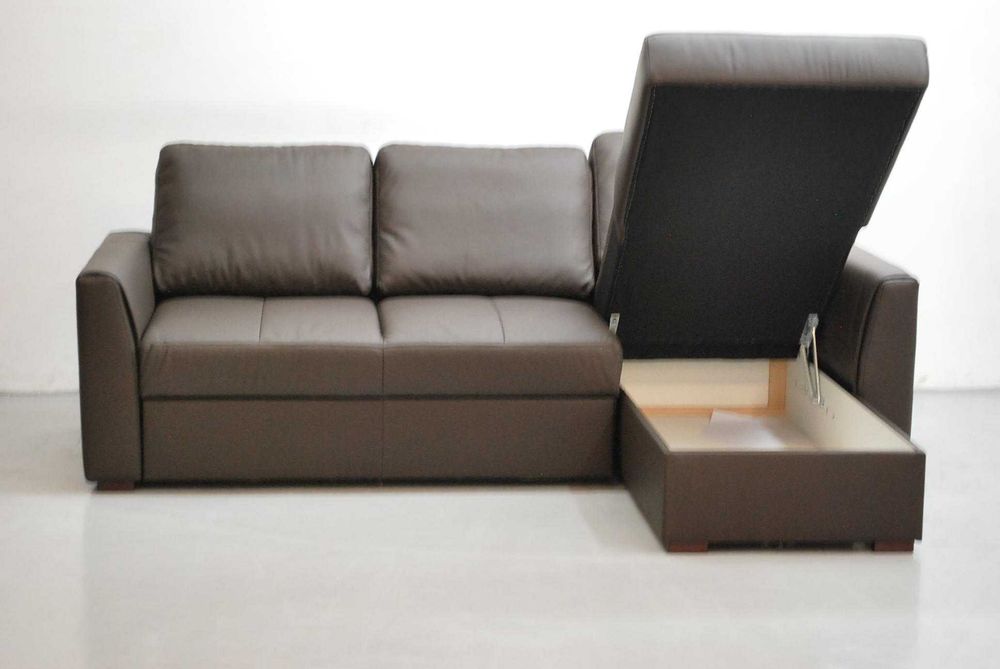 OOŁ NAROŻNIK SKÓRA NATURALNA 1006 funkcja spania pojemnik salon rogówk