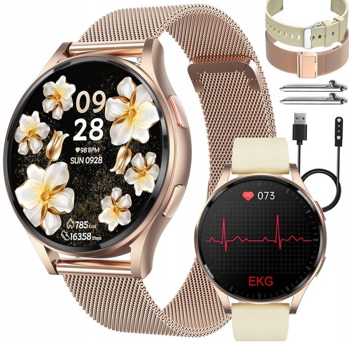 Zegarek Smartwatch Damski Ekg Glukoza Hrv Bmi Amoled Ciśnieniomierz Ro