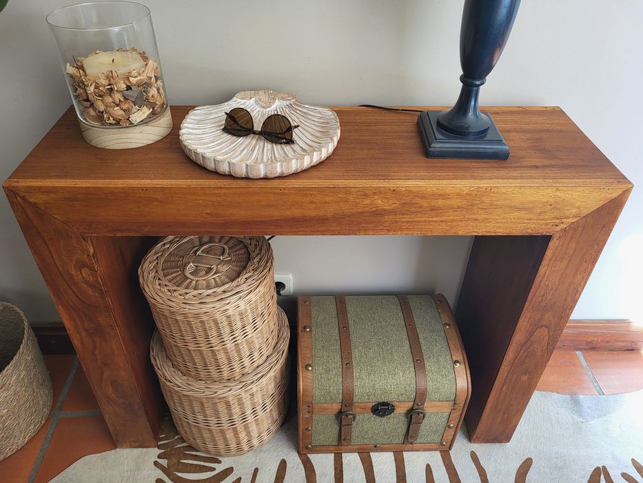 consola, mesa,  secretaria, aparador, apoio, acacia,  rustico