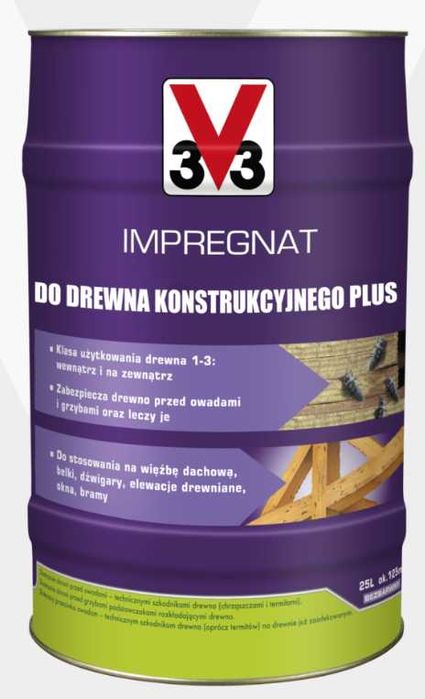 V33 Impregnat do drewna konstrukcyjnego grzybobójczy bezbarwny 25L