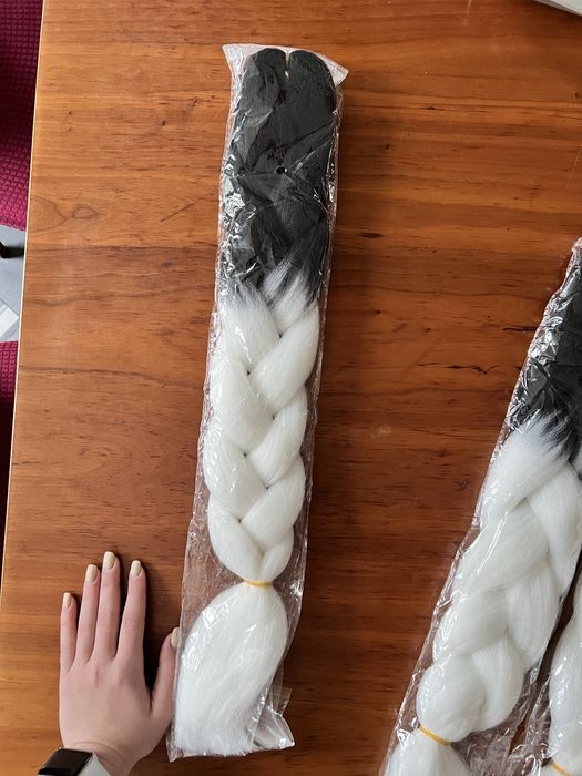 Kanekalon ombre biało-czarny | 1 sztuka | nowe