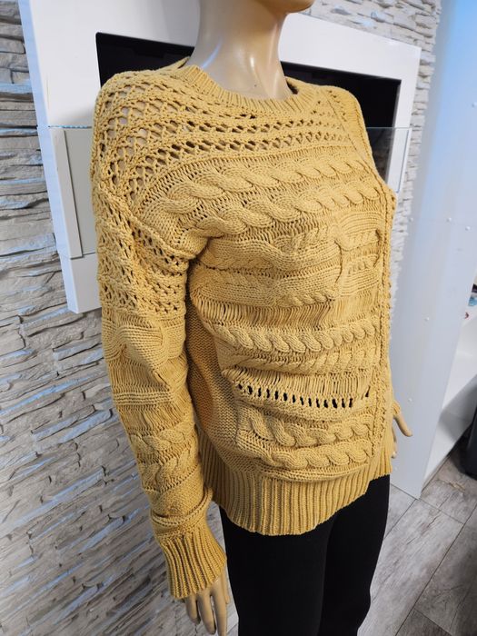 Sweter musztardowy ażurowy Next rozmiar S