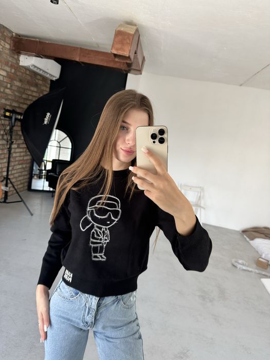 Светр жіночий Karl Lagerfeld червоний/чорний S, L