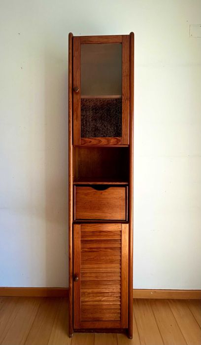 Armários modulares em pinho maciço com módulo de canto – 3 peças